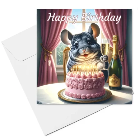 chinchilla birthday card & envelope