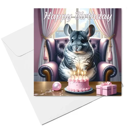 chinchilla birthday card & envelope