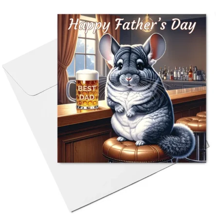 chinchilla fathers day card & envelope