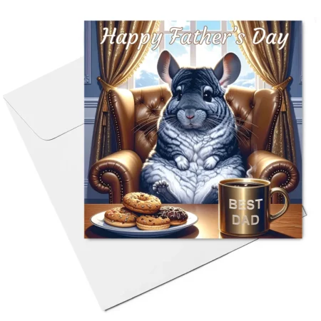 chinchilla fathers day card & envelope