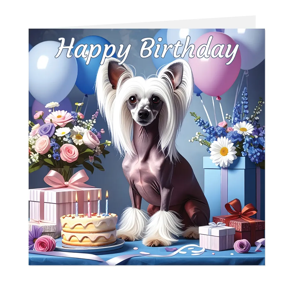 chinese crested birthday card