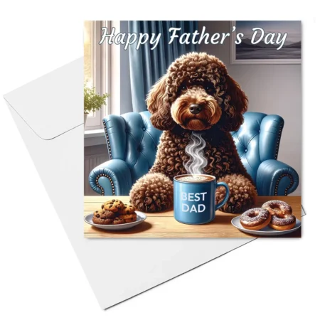 chocolate cockapoo fathers day card & envelope
