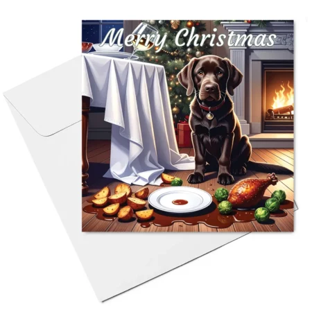 chocolate labrador christmas card & envelope