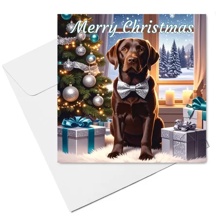 Chocolate Labrador Christmas Card & Envelope