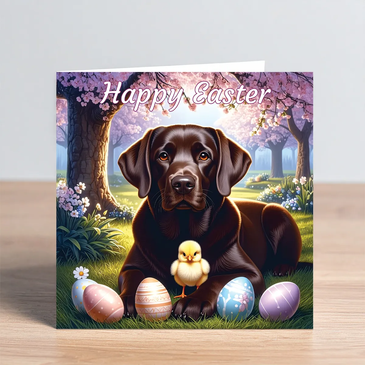 chocolate labrador easter card