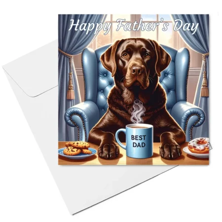 chocolate labrador fathers day card & envelope