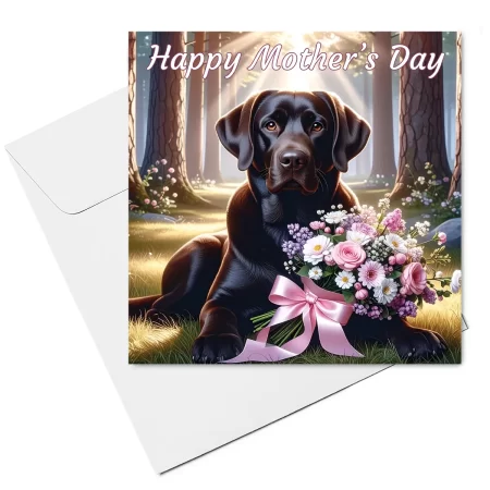 chocolate labrador mothers day card & envelope