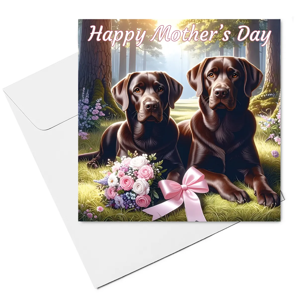 chocolate labrador mothers day card & envelope