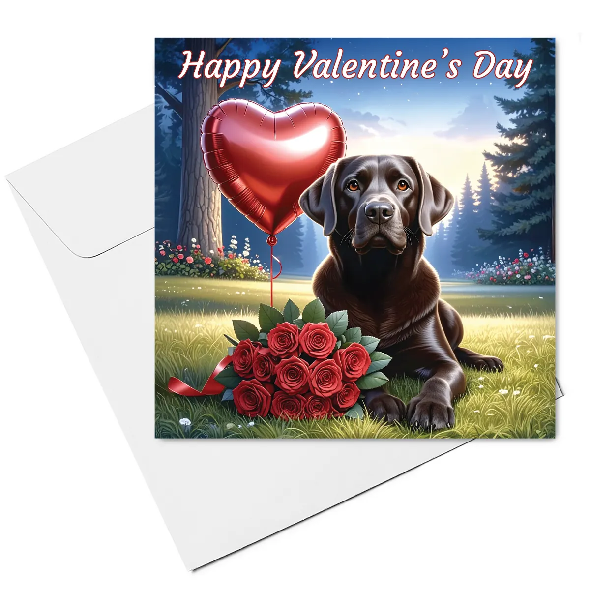 chocolate labrador valentines card & envelope