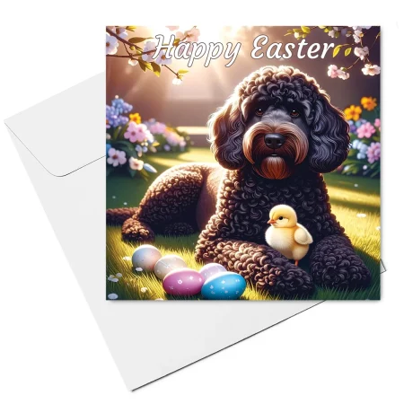 Chocolate cockapoo easter card & envelope