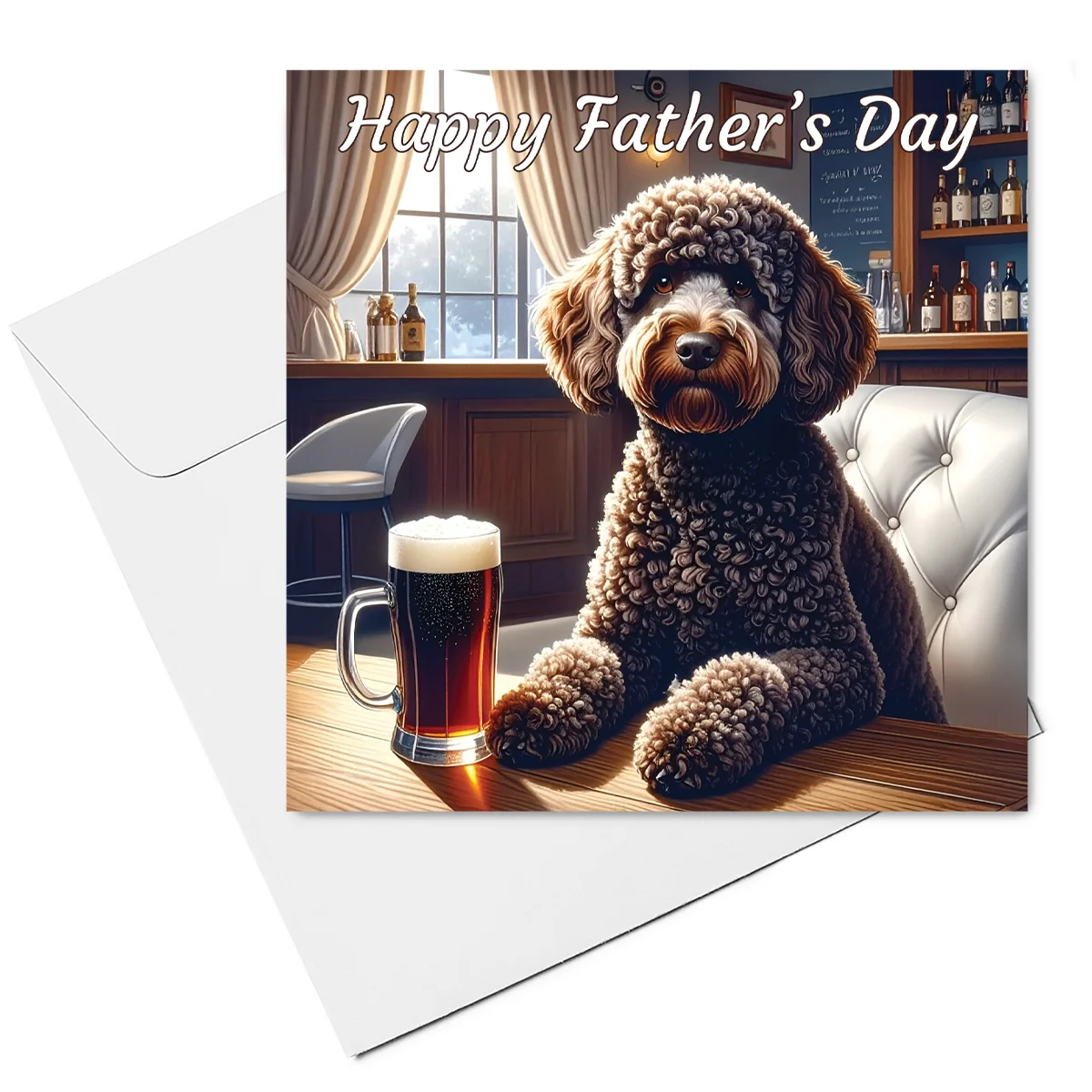 chocolate cockapoo fathers day card & envelope