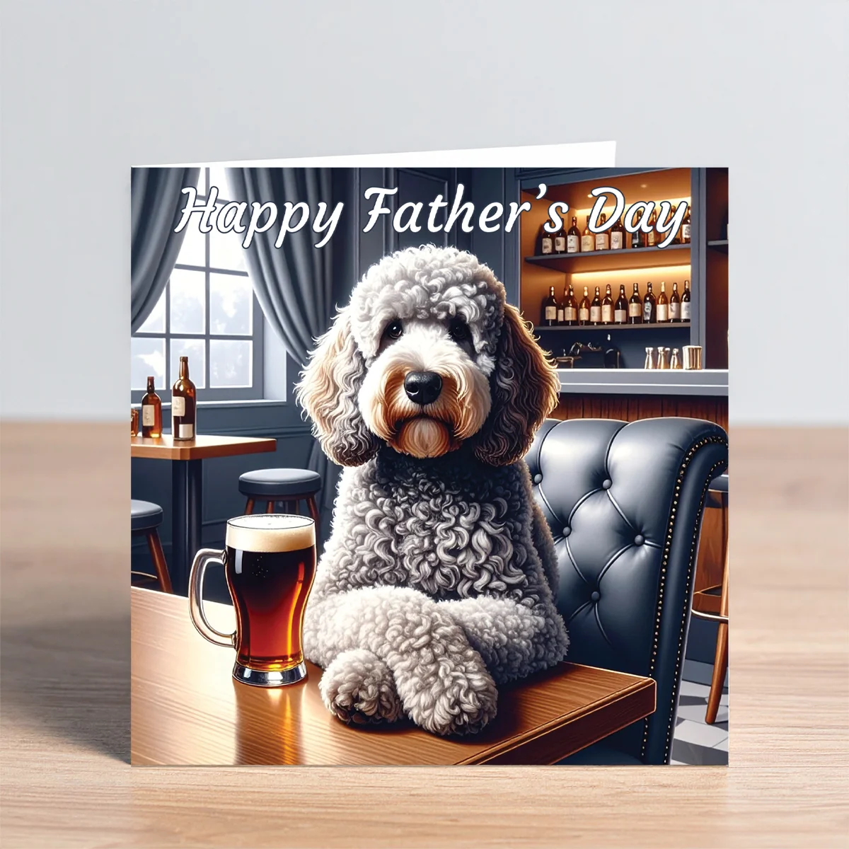 grey cockapoo fathers day card