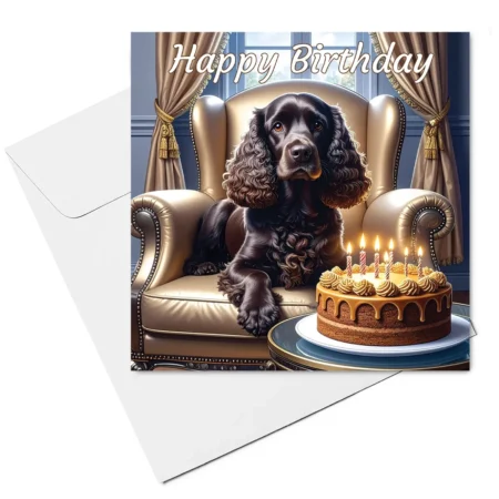 cocker spaniel birthday card & envelope