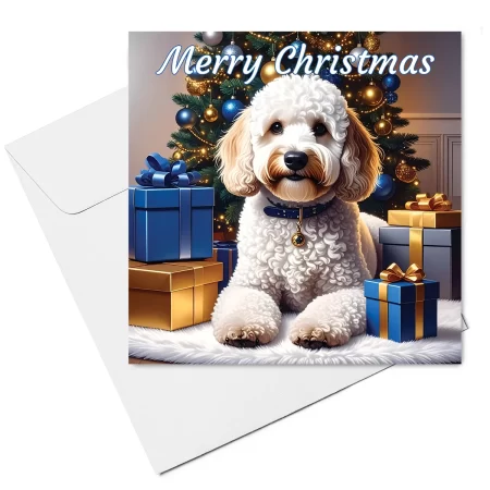Cream Cockapoo Christmas Card & Envelope