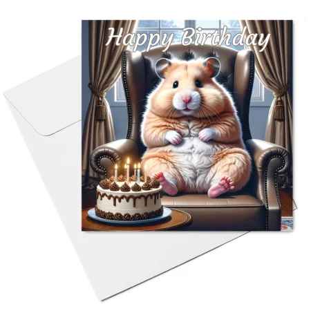 cream syrian hamster birthday card & envelope