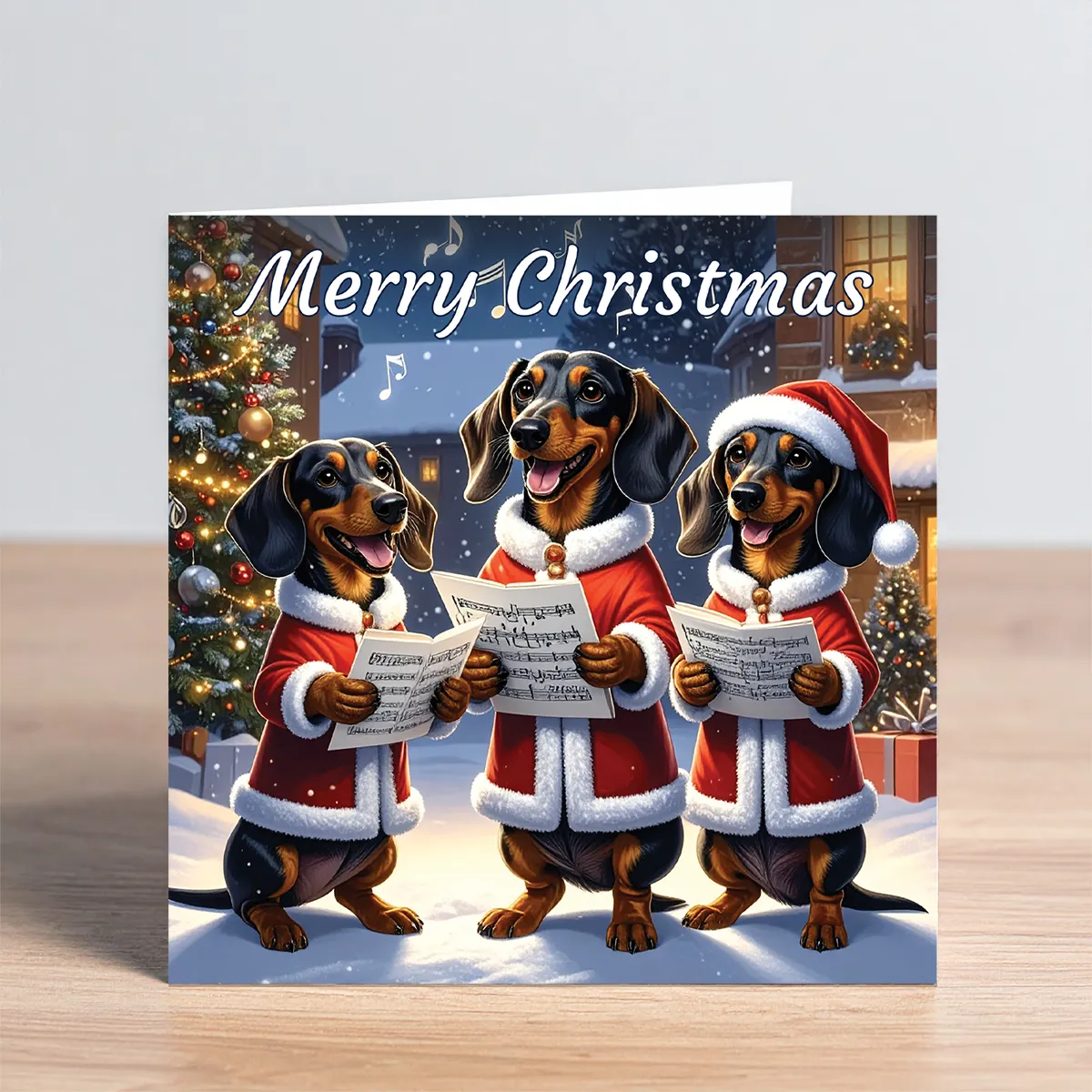 dachshund christmas card - dachshund carol singers
