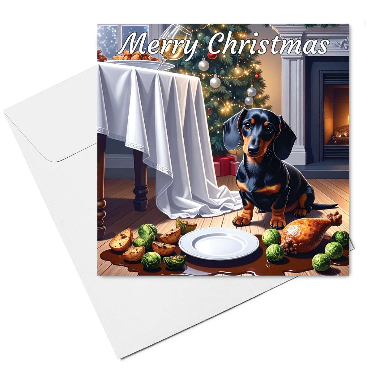 dachshund christmas card & envelope