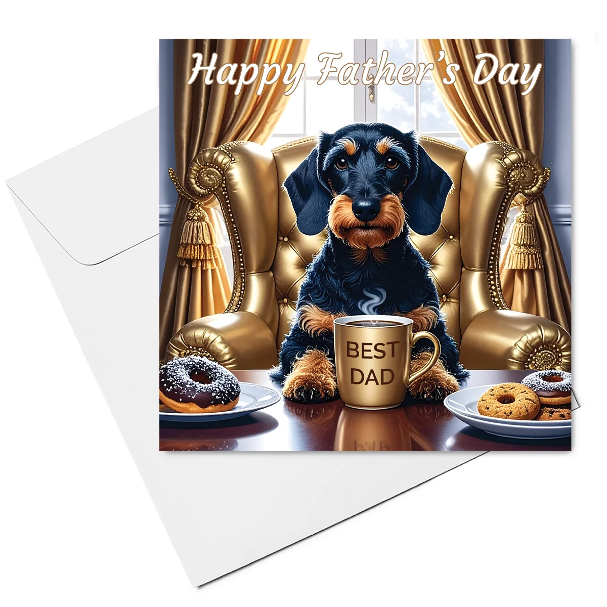 dachshund fathers day card & envelope