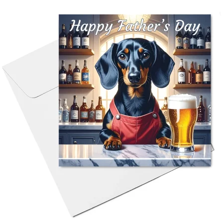dachshund fathers day card with envelope