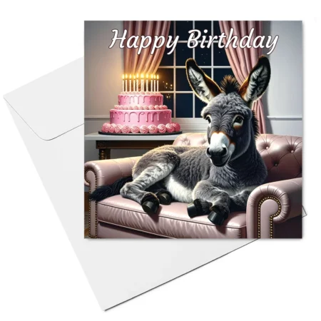 donkey birthday card & envelope