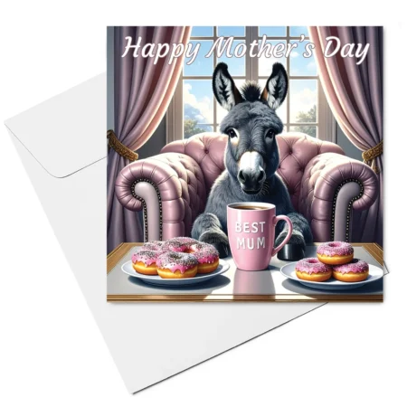 donkey mothers day card & envelope