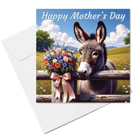 donkey mothers day card & envelope