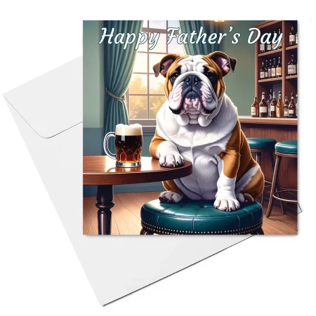 english bulldog fathers day card & envelope