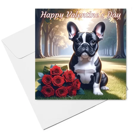 french bulldog valentine card & envelope