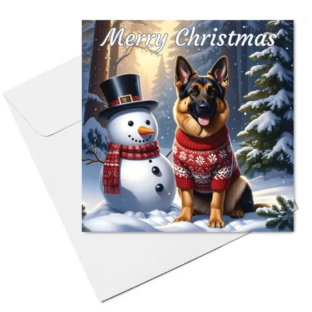 german shepherd christmas card & envelope