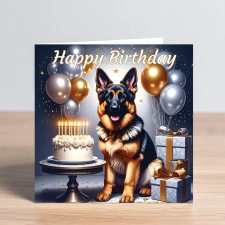 german shepherd dog birthday card & envelope
