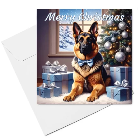 german shepherd dog christmas card & envelope