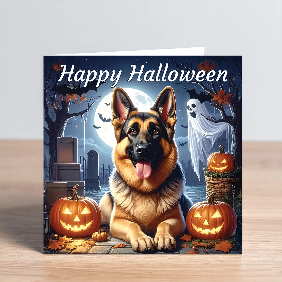 german shepherd dog halloween card