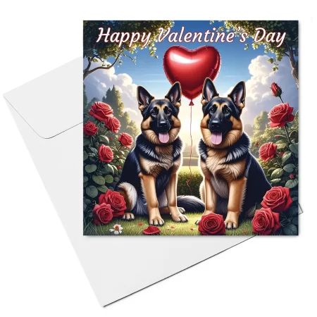 german shepherd dog valentine card & envelope