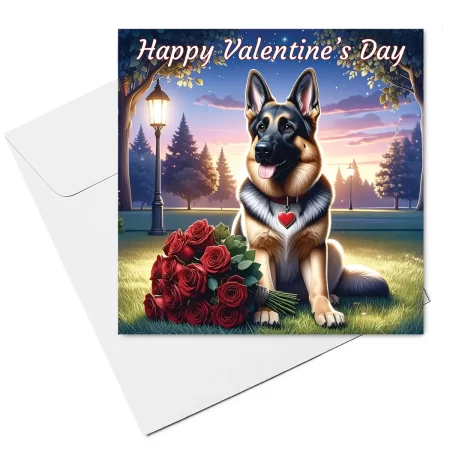 german shepherd valentine card & envelope
