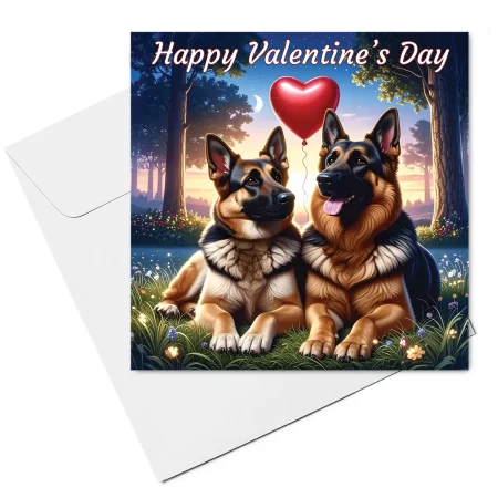 german shepherd valentine card & envelope