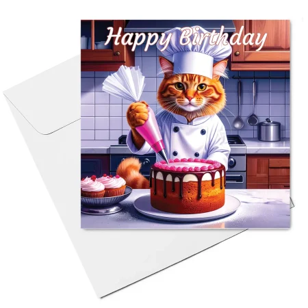 ginger cat birthday card & envelope