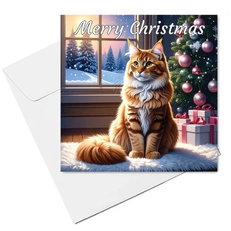ginger cat christmas card & envelope