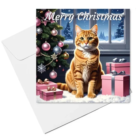 ginger cat christmas card & envelope