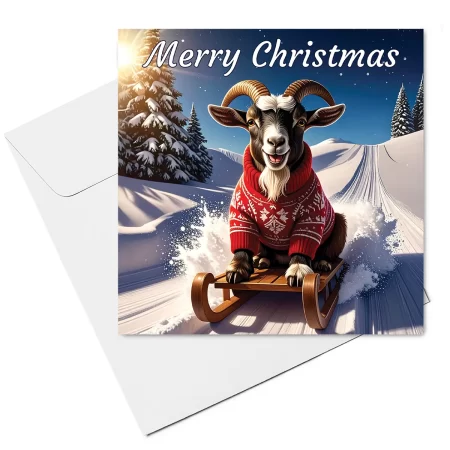 goat christmas card & envelope