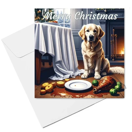 golden retriever christmas card & envelope