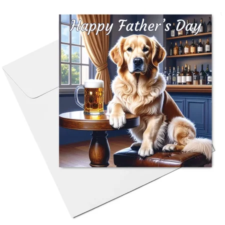 golden retriever fathers day card & envelope
