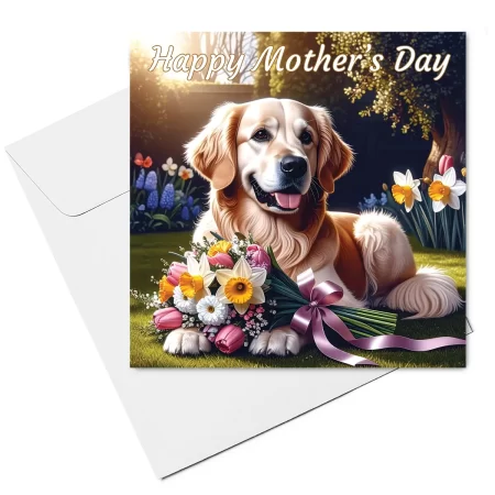 golden retriever mothers day card & envelope