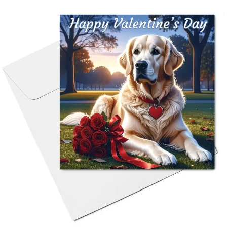 golden retriever valentine card & envelope