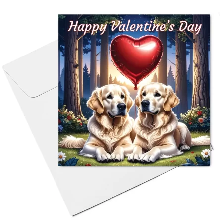 golden retriever valentine card & envelope