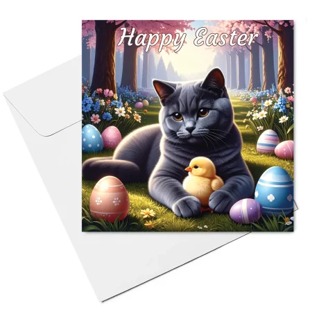 grey cat easter card & envelope