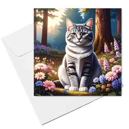grey cat note card & envelope