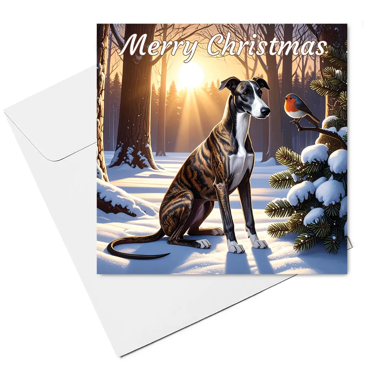 greyhound christmas card & envelope