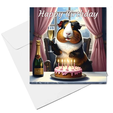 guinea pig birthday card & envelope