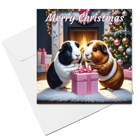 guinea pig christmas card & envelope