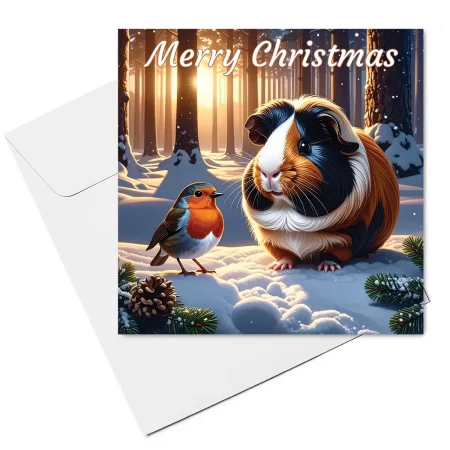 guinea pig christmas card & envelope